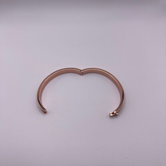 COACH Women's Rose Gold Kissing C Logo Signature Hinged Crystal Bangle Bracelet - Picture 8 of 12